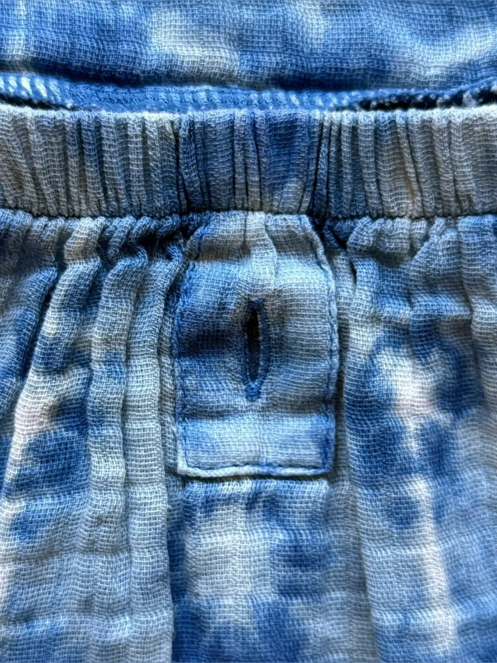 Angel Dear Baby Girl Blue Shibori Tie-Dye Muslin Tie Back Romper